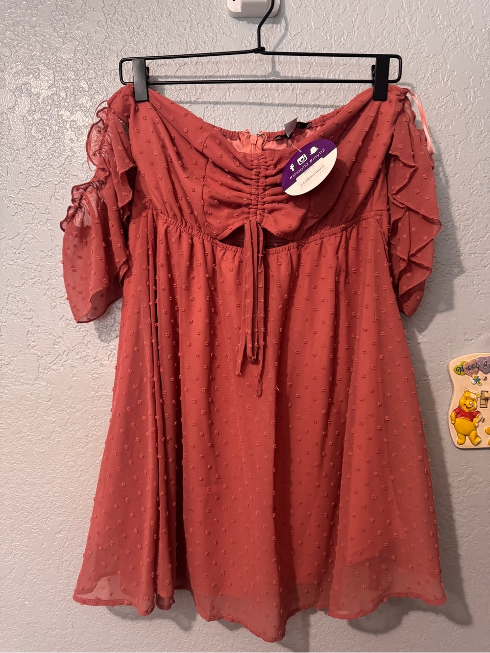 Favlux rose pink off the shoulder dress